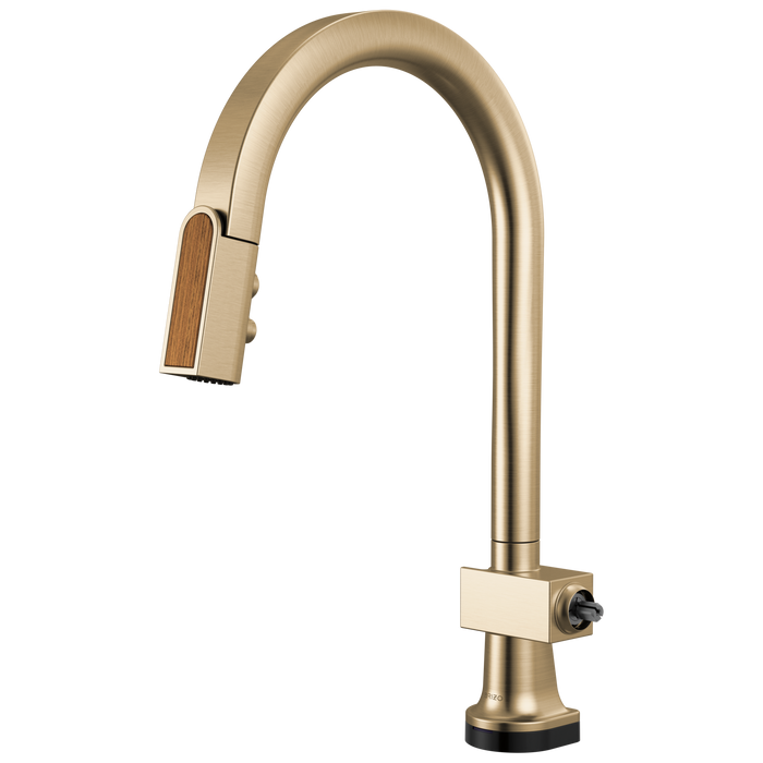 Brizo Frank Lloyd Wright 64022LF SmartTouch Pull-Down Kitchen Faucet with Arc Spout and Wood Wand - Less Handle