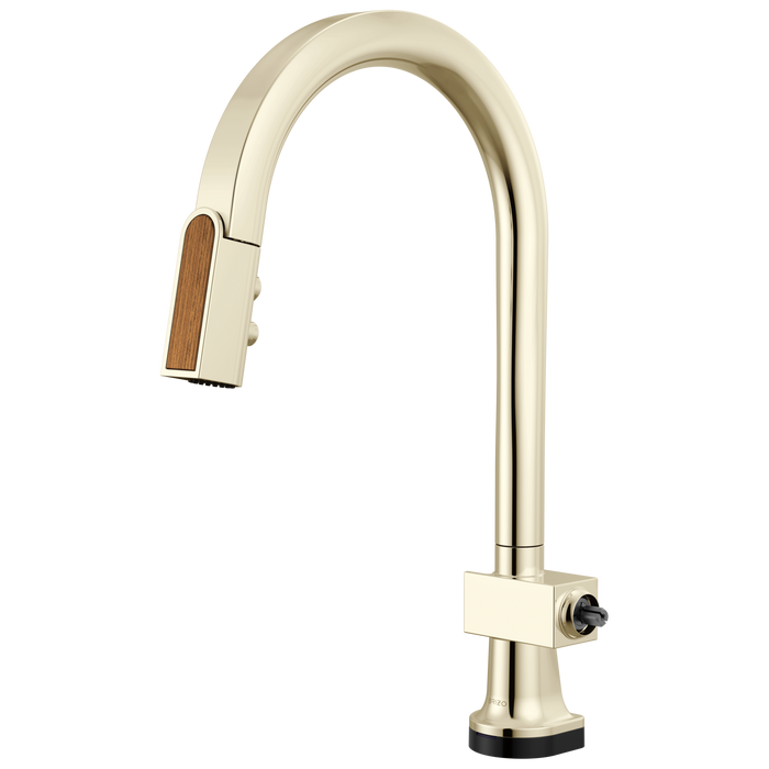 Brizo Frank Lloyd Wright 64022LF SmartTouch Pull-Down Kitchen Faucet with Arc Spout and Wood Wand - Less Handle