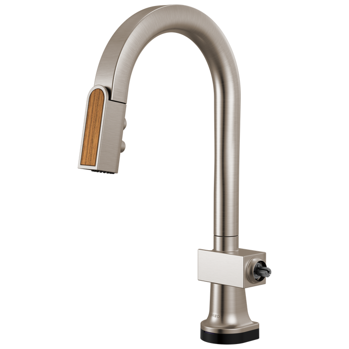 Brizo Frank Lloyd Wright 64922LF SmartTouch Pull-Down Prep Faucet with Arc Spout and Wood Spout - Less Handle