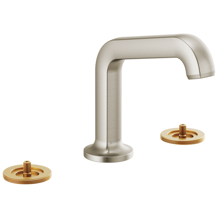 Brizo Kintsu 65307LF Widespread Lavatory Faucet with Angled Spout - Less Handles 1.5 GPM, Luxe Nickel