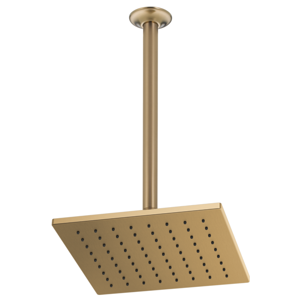 Brizo Essential Shower 81399 12" Linear Square Single-Function Raincan Shower Head - 1.75 GPM, Luxe Gold