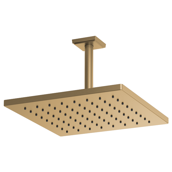 Brizo Essential Shower 81399 12" Linear Square Single-Function Raincan Shower Head - 1.75 GPM, Luxe Gold