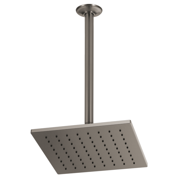 Brizo Essential Shower 81399 12" Linear Square Single-Function Raincan Shower Head - 1.75 GPM, Luxe Steel