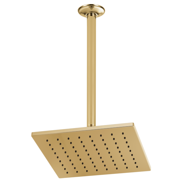 Brizo Essential Shower 81399 12" Linear Square Single-Function Raincan Shower Head - 1.75 GPM, Polished Gold