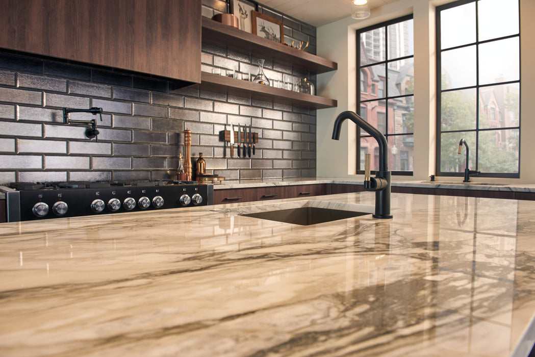 Brizo Litze: Bar Faucet with Angled Spout and Knurled Handle