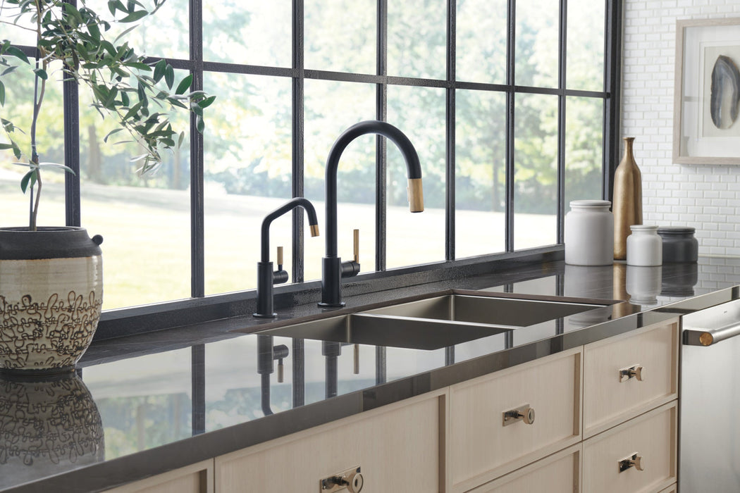 Brizo Litze 61363LF Beverage Faucet with Angled Spout and Knurled Handle, matte black luxe gold - view 2