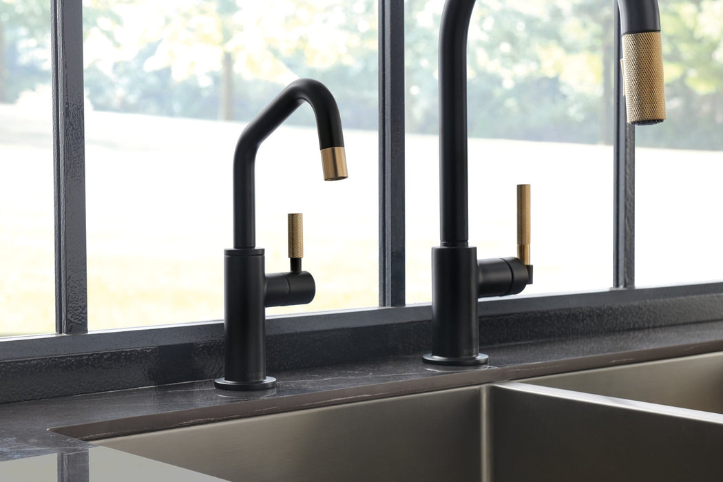Brizo Litze 61363LF Beverage Faucet with Angled Spout and Knurled Handle, matte black luxe gold - view 3