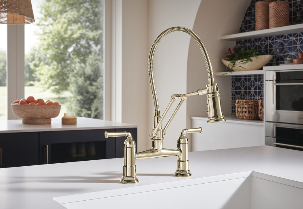 Brizo Rook 62174LF Articulating Bridge Faucet with Finished Hose