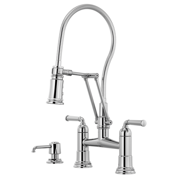 Brizo Rook: Articulating Bridge Faucet with Finished Hose