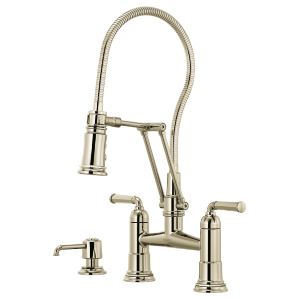 Brizo Rook: Articulating Bridge Faucet with Finished Hose