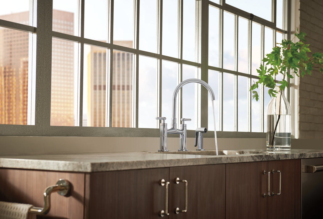 Brizo Litze 62543LF Bridge Faucet with Arc Spout and Knurled Handle