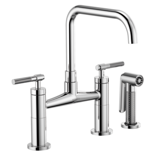 Brizo Litze: Bridge Faucet with Square Spout and Knurled Handle