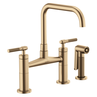 Brizo Litze: Bridge Faucet with Square Spout and Knurled Handle