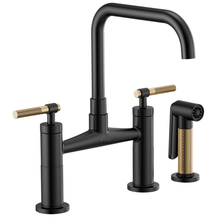 Brizo Litze: Bridge Faucet with Square Spout and Knurled Handle