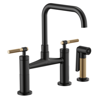 Brizo Litze: Bridge Faucet with Square Spout and Knurled Handle