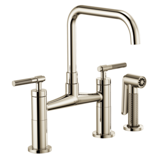 Brizo Litze: Bridge Faucet with Square Spout and Knurled Handle