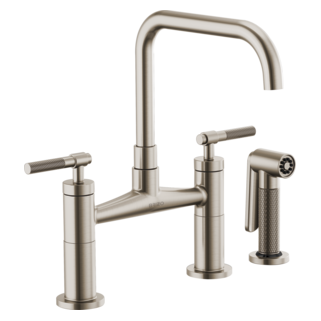 Brizo Litze: Bridge Faucet with Square Spout and Knurled Handle