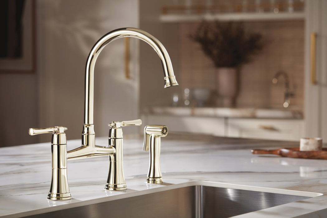 Brizo Tulham 62558LF Bridge Kitchen Faucet with Side Sprayer