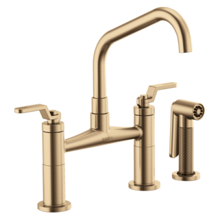 Brizo Litze: Bridge Faucet with Angled Spout and Industrial Handle