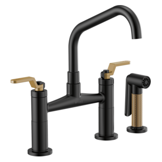 Brizo Litze: Bridge Faucet with Angled Spout and Industrial Handle