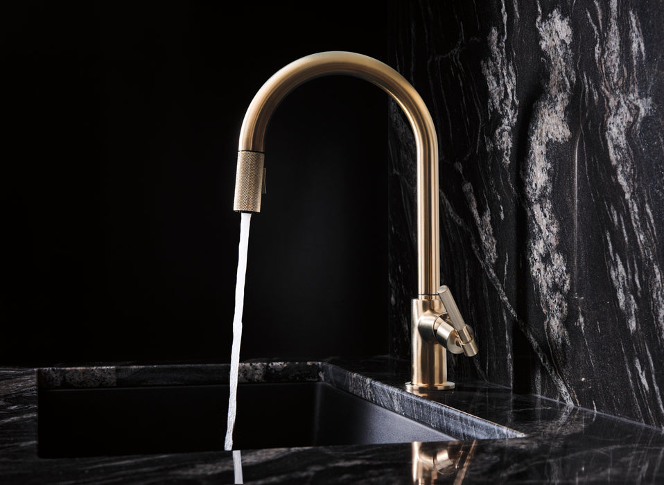 Brizo Litze:63043LF Pull-Down Faucet with Arc Spout and Knurled Handle