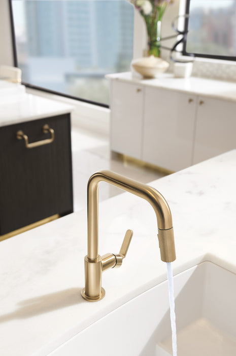 Brizo Litze:63054LF Pull-Down Faucet with Square Spout and Industrial Handle