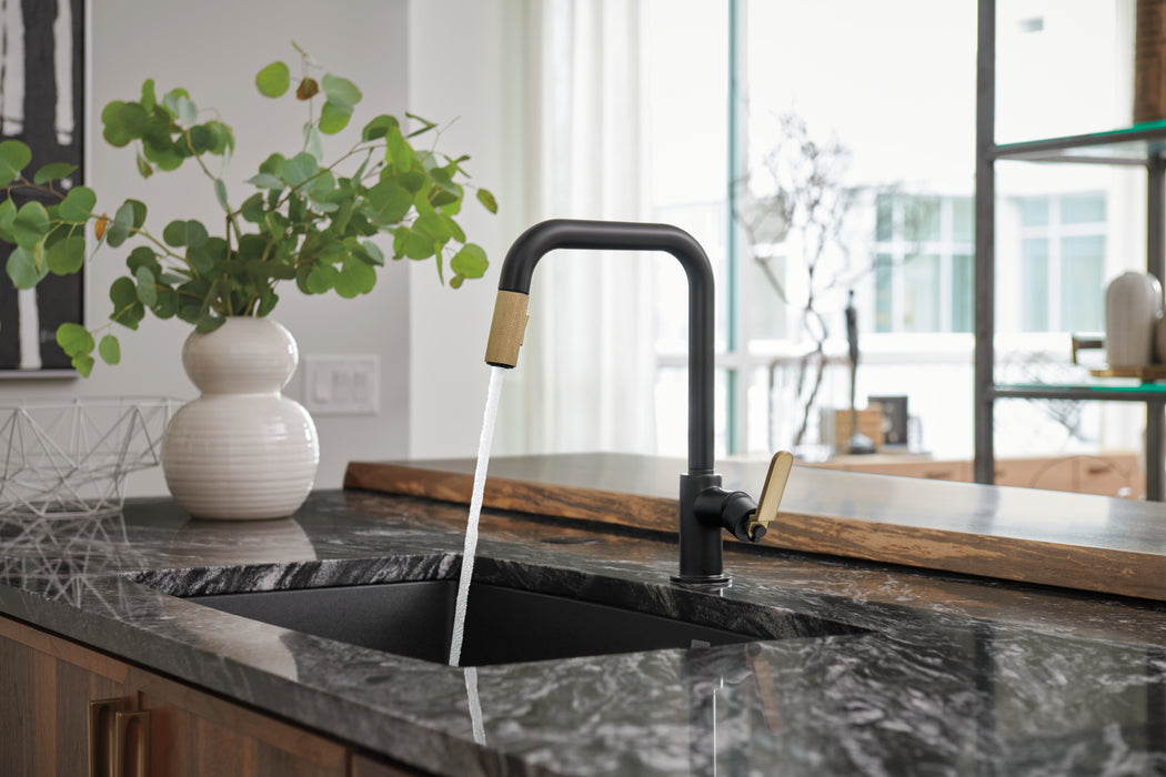 Brizo Litze:63054LF Pull-Down Faucet with Square Spout and Industrial Handle