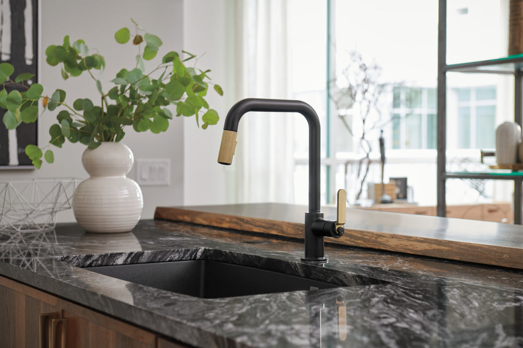 Brizo Litze:63054LF Pull-Down Faucet with Square Spout and Industrial Handle