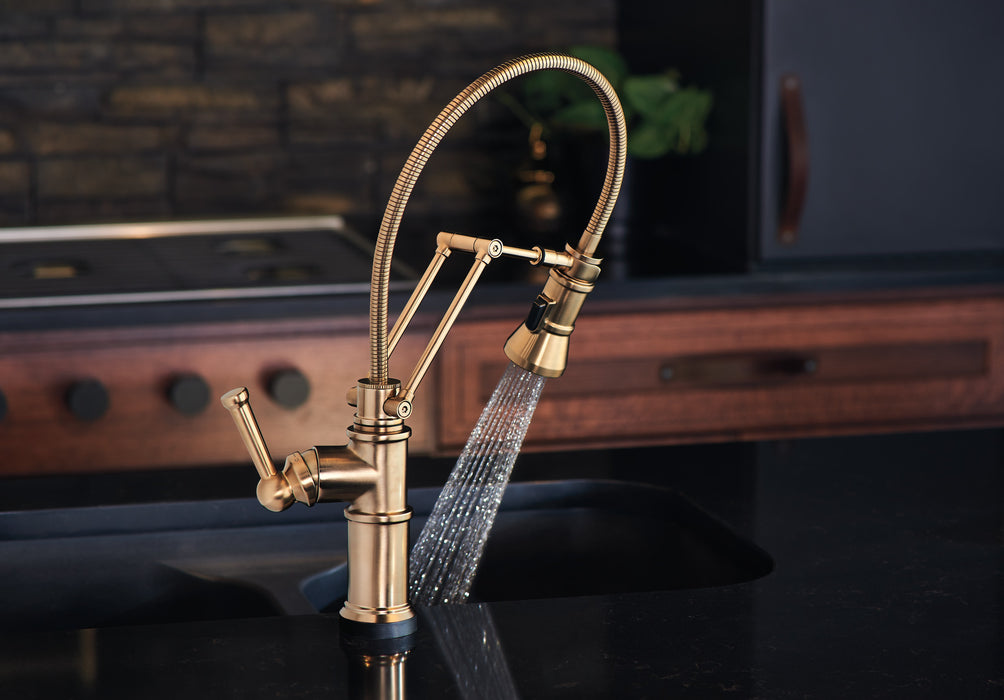 Brizo Artesso: SmartTouch Articulating Faucet With Finished Hose