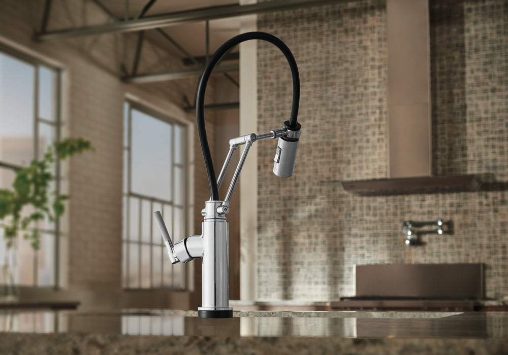 Brizo Litze 64243LF SmartTouch Articulating Kitchen Faucet with Knurled Handle