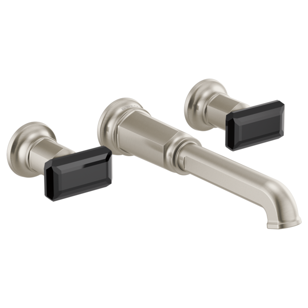 Brizo Invari: Two-Handle Wall Mount Tub Filler Black Crystal Knob Handle Kit