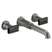 Brizo Invari: Two-Handle Wall Mount Tub Filler Black Crystal Knob Handle Kit