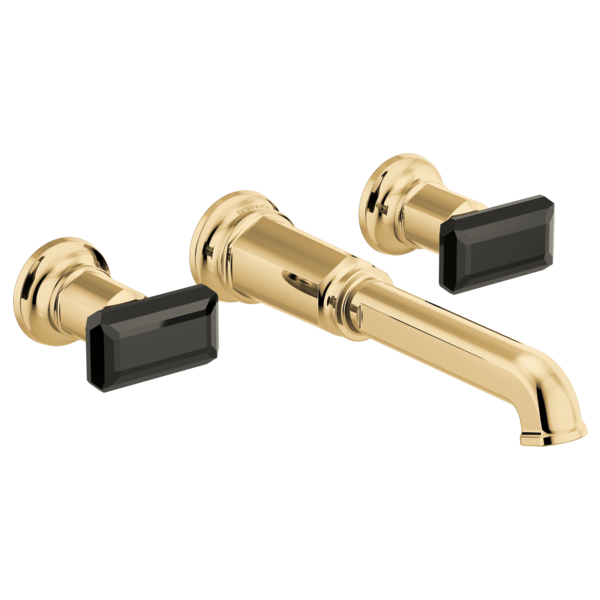 Brizo Invari: Two-Handle Wall Mount Tub Filler Black Crystal Knob Handle Kit