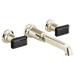 Brizo Invari: Two-Handle Wall Mount Tub Filler Black Crystal Knob Handle Kit