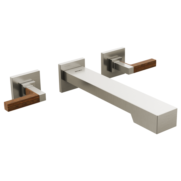 Brizo Frank Lloyd Wright HL70422 Two-Handle Wall Mount Tub Filler Lever Handle Kit, luxe nickel teak wood - view 2