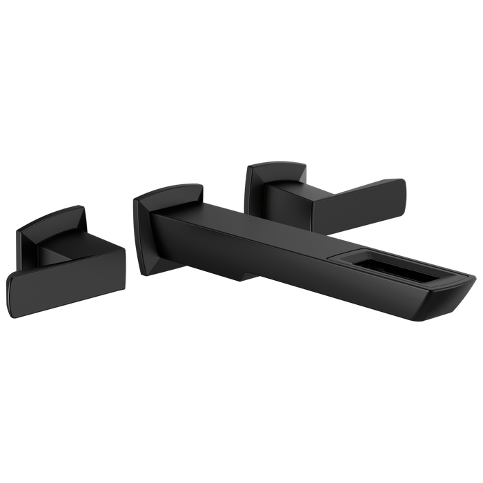 Brizo Vettis T65886LF Two-Handle Wall Mount Lavatory Faucet With Open-Flow Spout 1.2 GPM, matte black