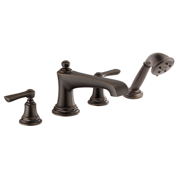 Brizo Rook: Roman Tub Faucet with Handshower - Less Handles