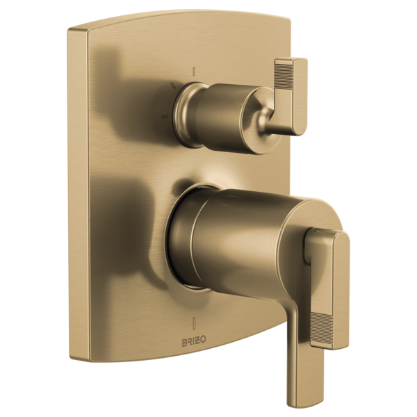 Brizo Kintsu: TempAssure Thermostatic Valve Trim with Integrated 3-Function Diverter Trim - Less Handles