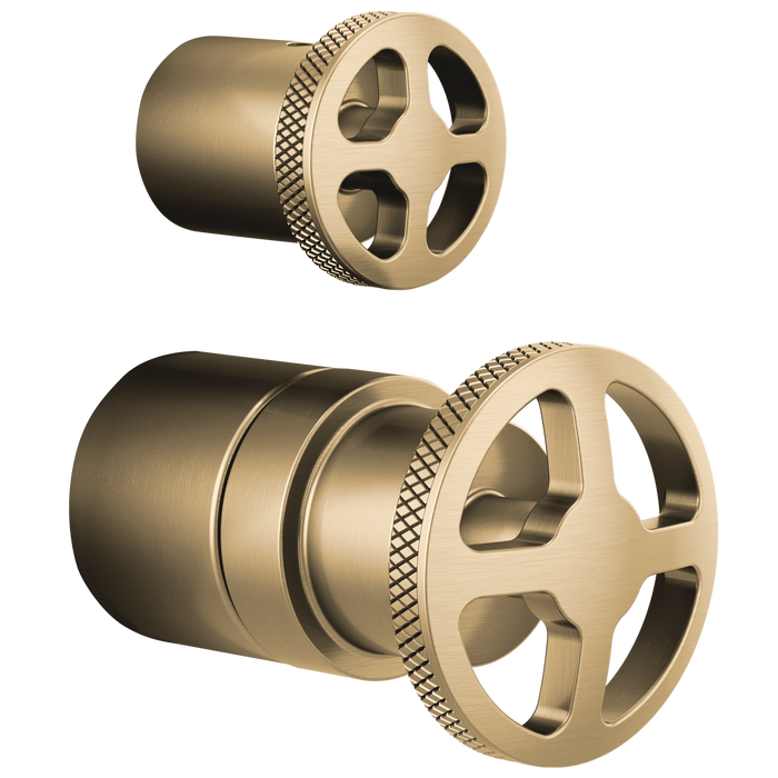 Brizo Litze HW75P32 Pressure Balance Valve with Integrated Diverter Trim Wheel Handle Kit, Luxe Gold