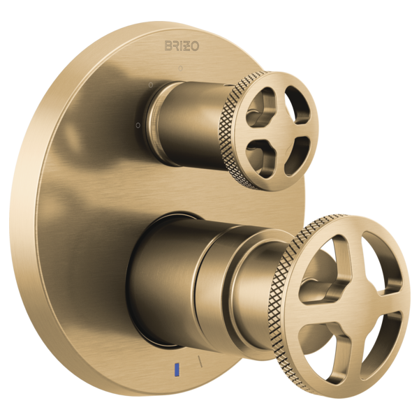 Brizo Litze HW75P32 Pressure Balance Valve with Integrated Diverter Trim Wheel Handle Kit, Luxe Gold