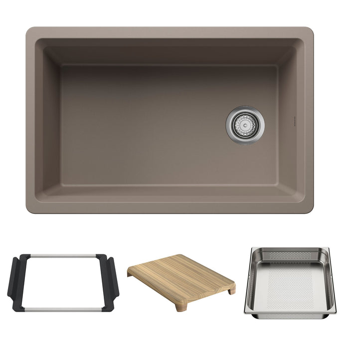 BLANCO Inteos SILGRANIT 30" Single Bowl Reversible Undermount Workstation Kitchen Sink - Truffle