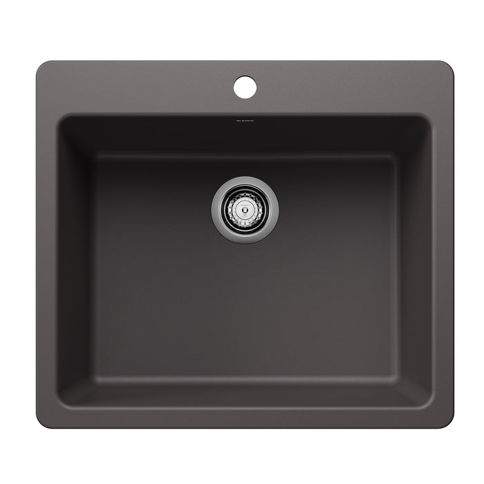 BLANCO Liven SILGRANIT 25" Single Bowl Dual Mount Kitchen Sink - Cinder