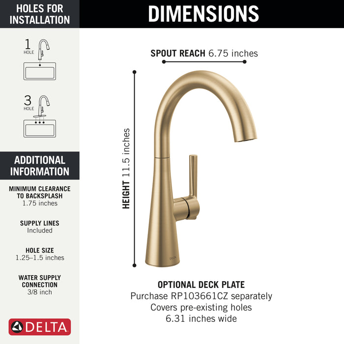 Delta 14882LF Single Handle Bar Prep Faucet, Champagne Bronze