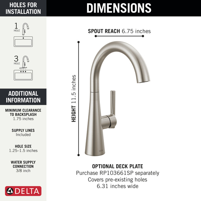Delta 14882LF Single Handle Bar Prep Faucet, Spotshield Stainless