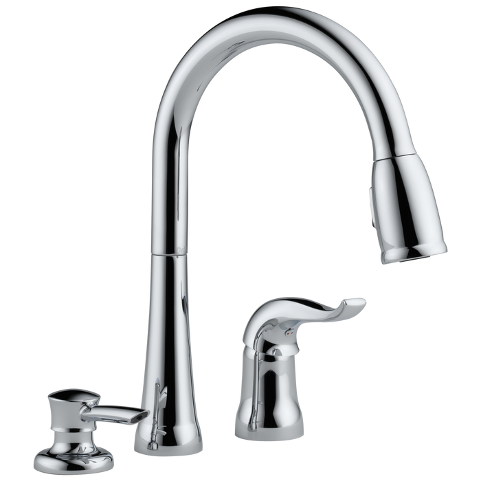 Delta Kate 16970 Single Handle Pull-Down Kitchen Faucet with Soap Dispenser