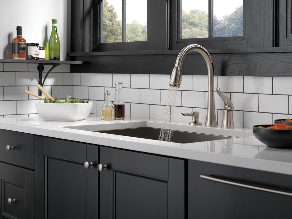 Delta Kate 16970 Single Handle Pull-Down Kitchen Faucet with Soap Dispenser