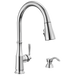 Single Handle Pull-Down Kitchen Faucet with Soap Dispenser and ShieldSpray Technology