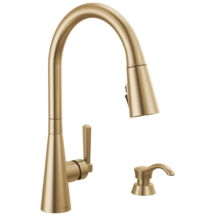 Delta Boyd 19893Z Single Handle Pull-Down Kitchen Faucet with Soap Dispenser and ShieldSpray Technology