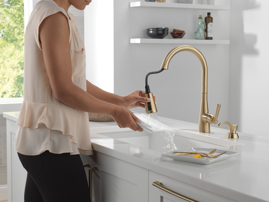 Delta Boyd 19893Z Single Handle Pull-Down Kitchen Faucet with Soap Dispenser and ShieldSpray Technology