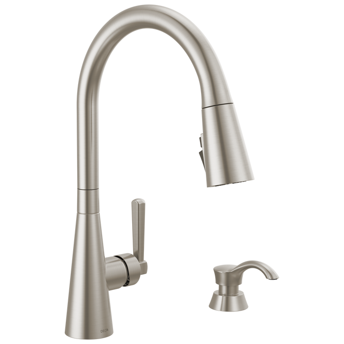 Delta Boyd 19893Z Single Handle Pull-Down Kitchen Faucet with Soap Dispenser and ShieldSpray Technology